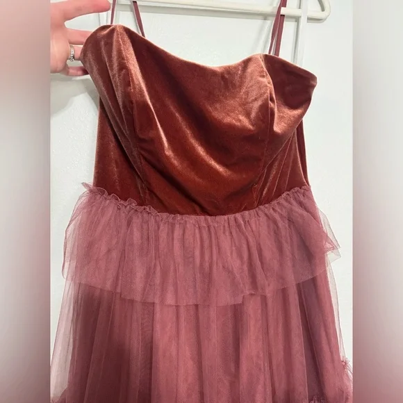 Revelry Frankie Convertible Velvet + Tulle Dress in Dusty Rose / Rosewood - 12 - Picture 4 of 11